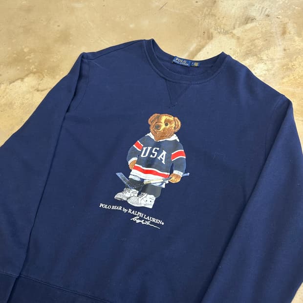 M 폴로랄프로렌 폴로베어 프린트 네이비 맨투맨