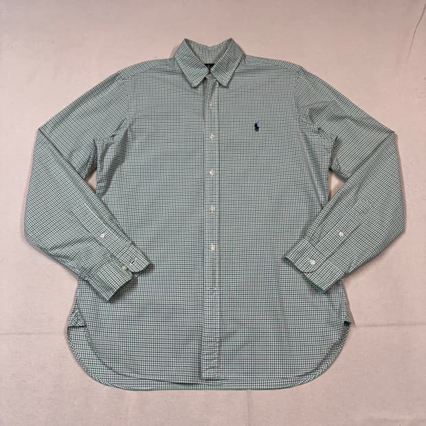 L) 폴로 랄프로렌 클래식 그린 체크 포플린 셔츠
