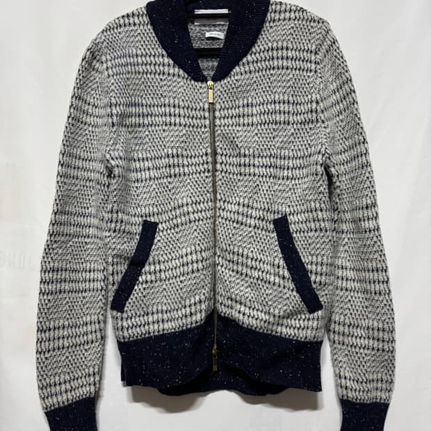 0 톰브라운 울 니트 블루종 자켓