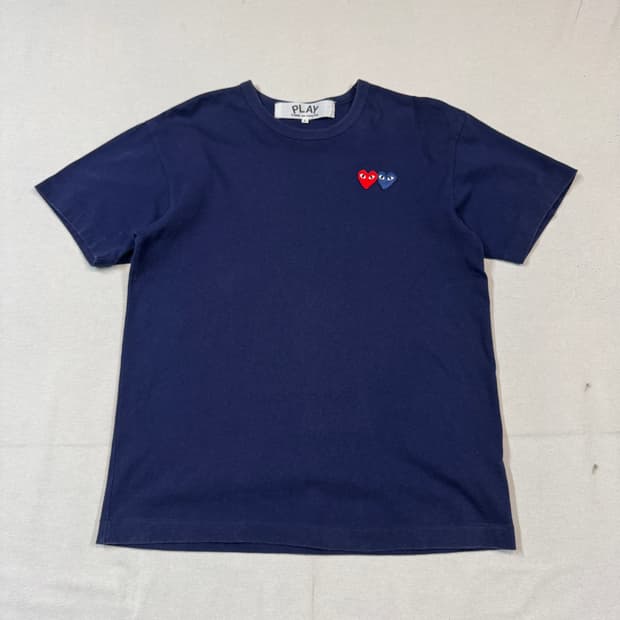 L) 꼼데가르송 플레이 더블 와펜 숏 슬리브 반팔 티셔츠 정품