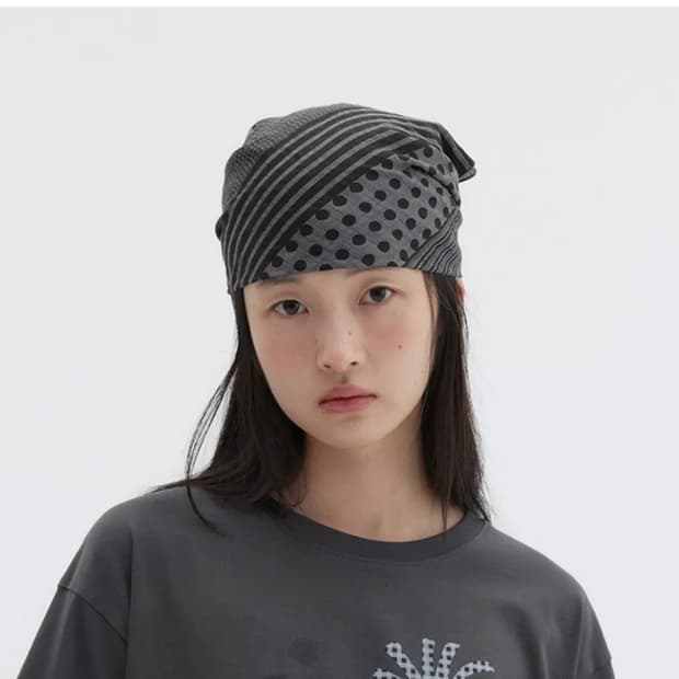 오헤시오 MIX DOT PATTERN SHEER SCARF, GRAY