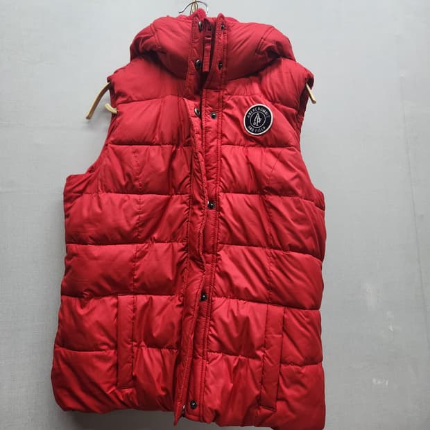 아베크롬비 로고와펜 후드 스트링 패딩조끼M(M)