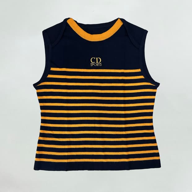 디올 아카이브 자수 로고 슬리브리스 니트