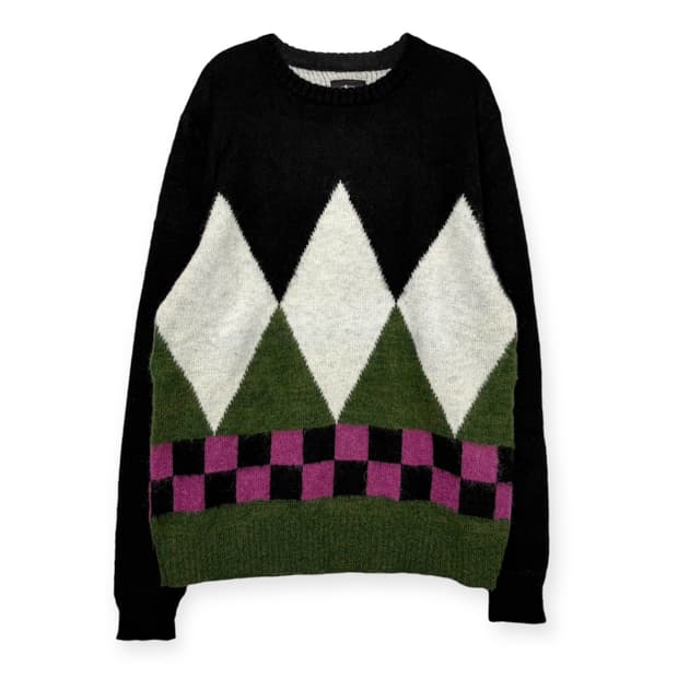 스투시 다이아몬드 체크 모헤어 니트 티셔츠