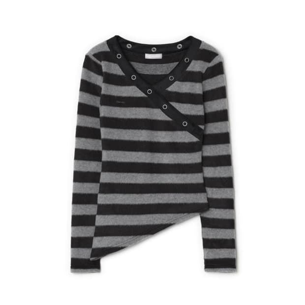 허그유어스킨 스트라이프 브이넥 니트