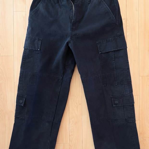 스투시 립스탑 서플러스 카고 팬츠 블랙