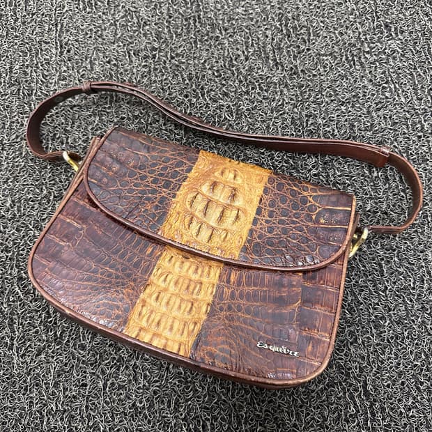 에스콰이아 악어 가죽 가방 브라운 여성 숄더백