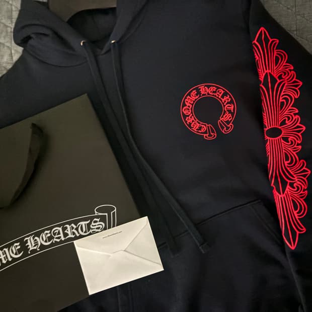 [L] 크롬하츠 홀스슈 플로랄 후드 네이비