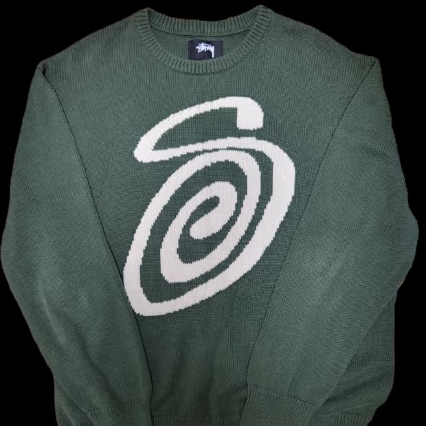 [2XL] 스투시 컬리 S 스웨터 니트 그린