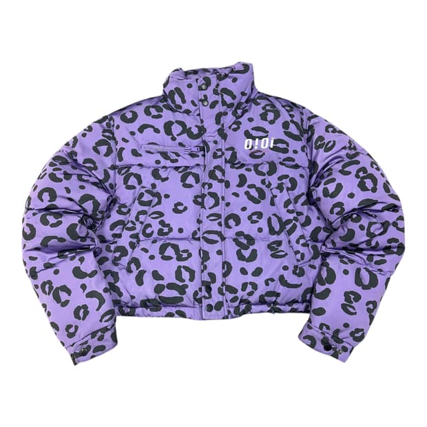 ✨ (바배) OiOi 오아이오아이 레오파크 퍼플 숏 패딩 