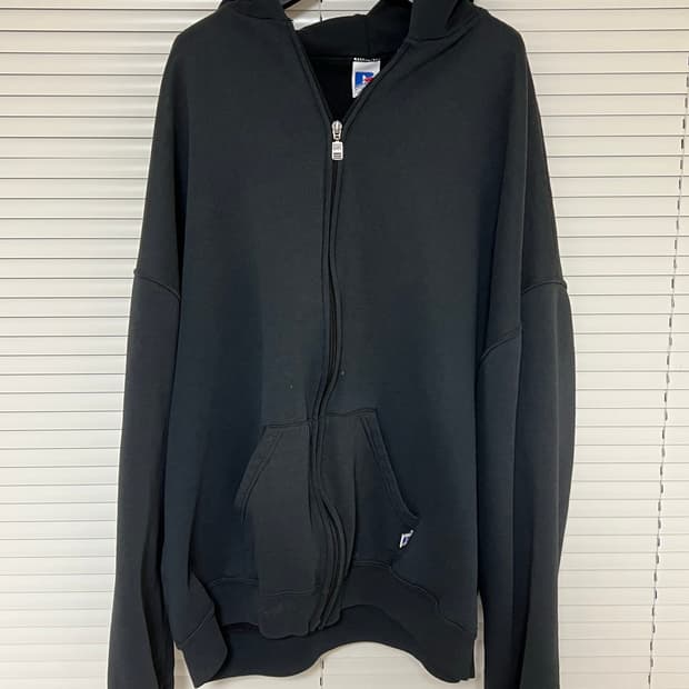 90s 러셀 블랙 후드집업 xxl