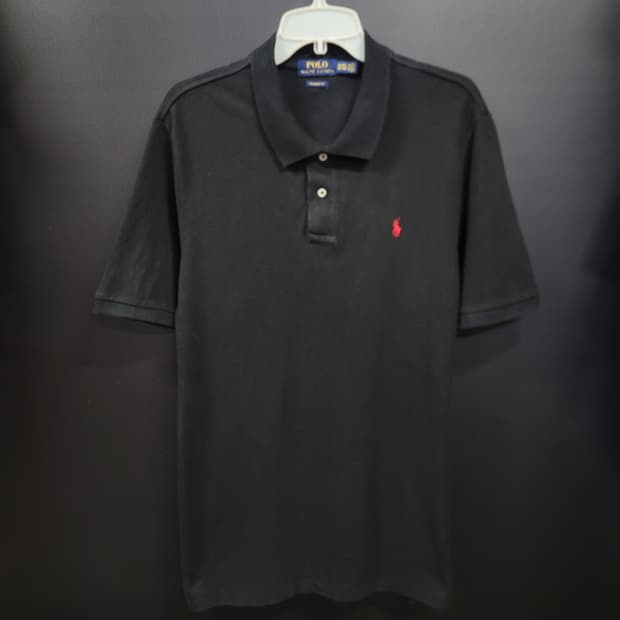 Ralph Lauren 랄프로렌 빈티지 블랙 레드 포니 자수로고 셔츠 