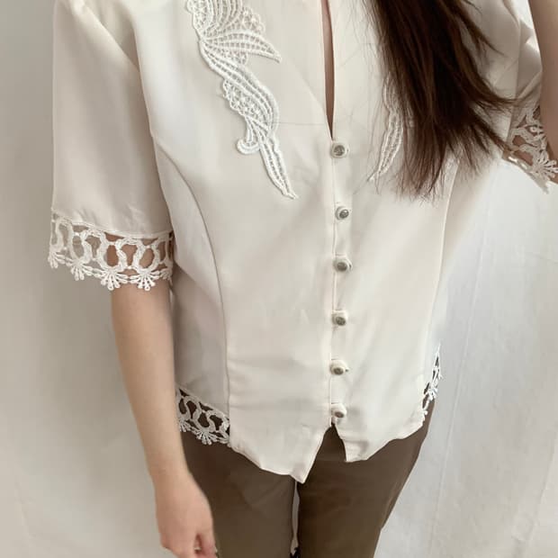  Ivory Lace Detail Blouse (Europe) 
