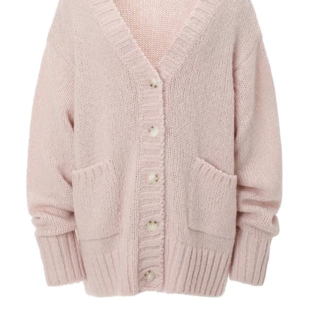 쓰리타임즈 루즈 피넛 가디건 핑크