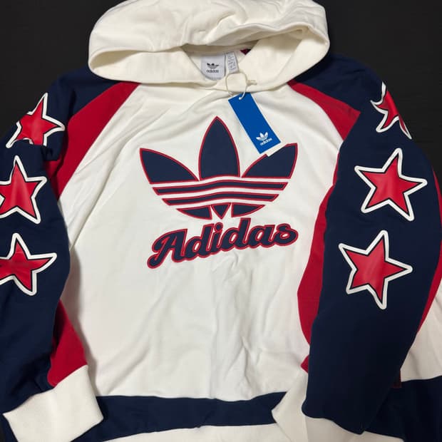 정품새제품 아디다스 오리지널 레트로 별 레터링 오버 후드 XL