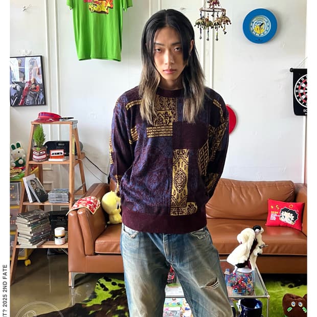 -1990s JPN Vintage Antique Graphic Knit