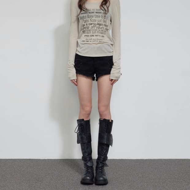 보헤미안서울 SMUDGED LETTERING T, BEIGE