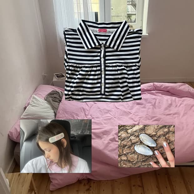 .·˖*·⑅Stripe Half Sleeve ♡