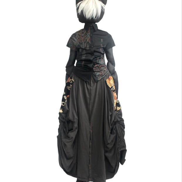 Oriental Jacquard Balloon Shirring skirt