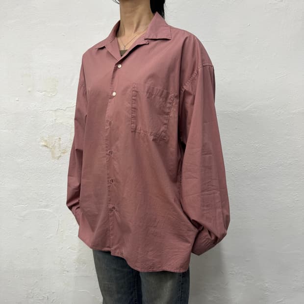빔즈(B:MING by BEAMS) 인디핑크 코튼 오픈칼라 와이드 셔츠