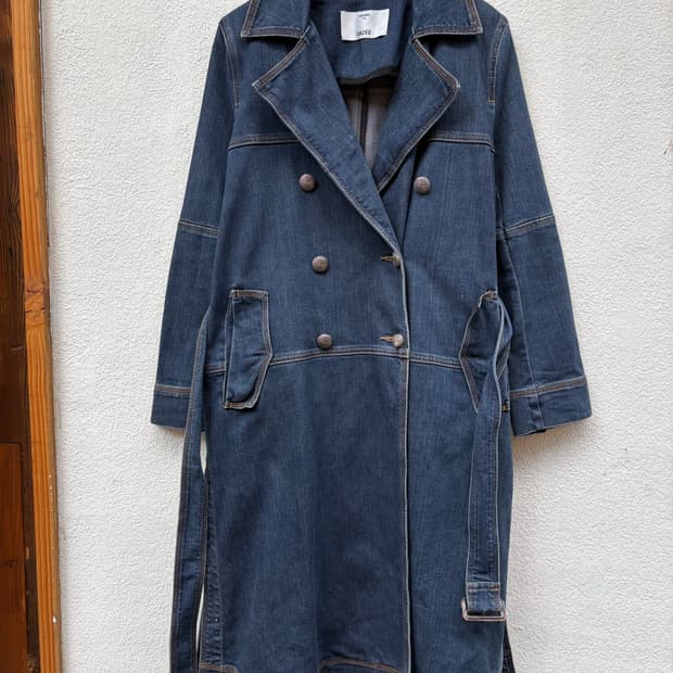 오브제 데님 트렌치코트