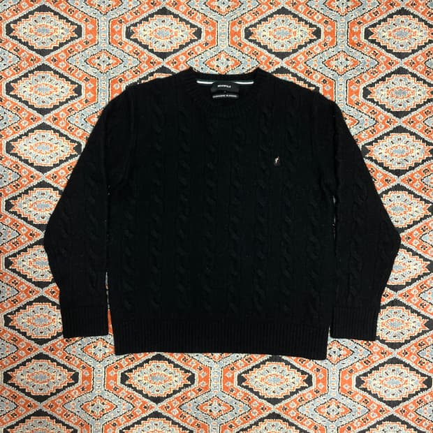 빈폴 캐시미어 혼방 블랙 케이블 꽈배기 니트 여성S 