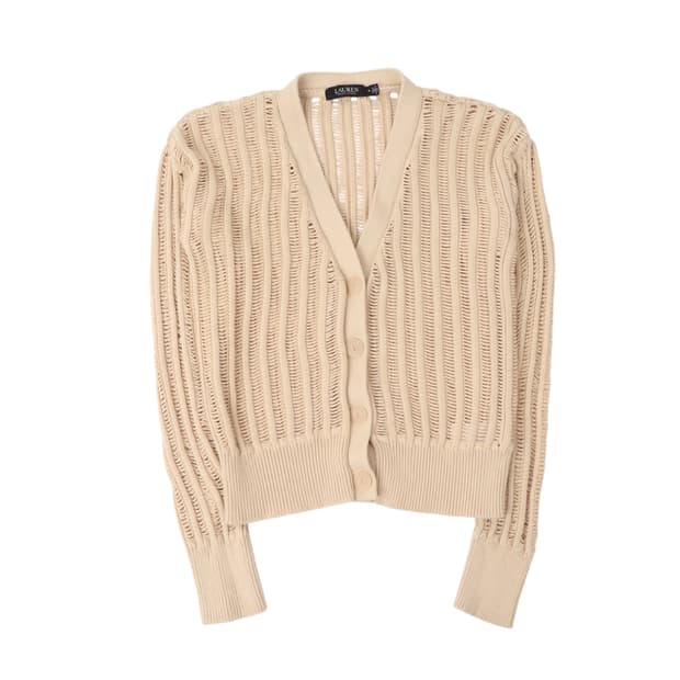 로렌 랄프로렌 베이지 코튼 린넨 가디건