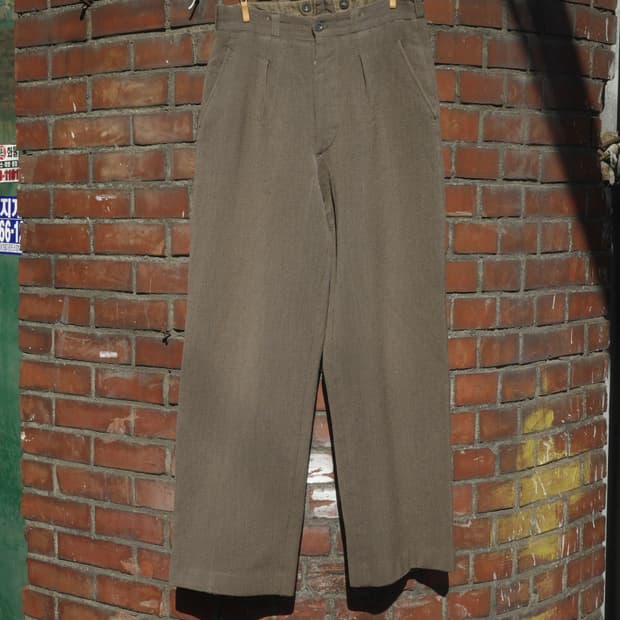 50’s Swedish Army 개버딘 헤비 울 슬릿 트라우저