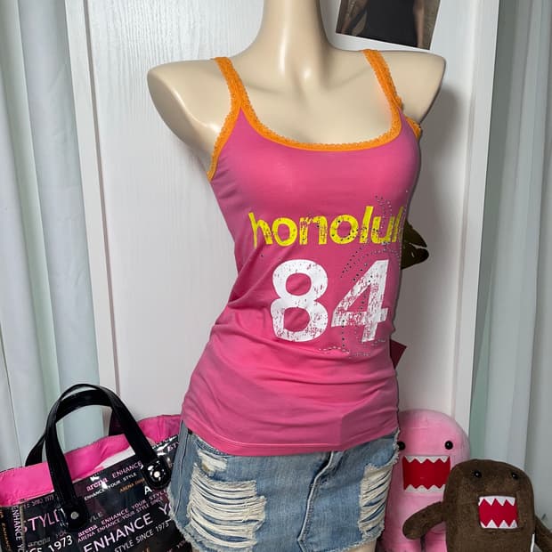 Victoria’s Secret pink 핑크 오렌지 슬리브리스 나시탑