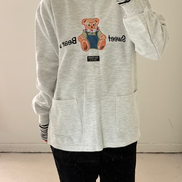 일본빈티지 모리 곰돌이자수 스웻 맨투맨