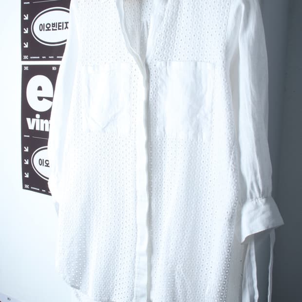 W(M-L) 자라 셔츠 남방 패턴 시스루 화이트 롱-H33541