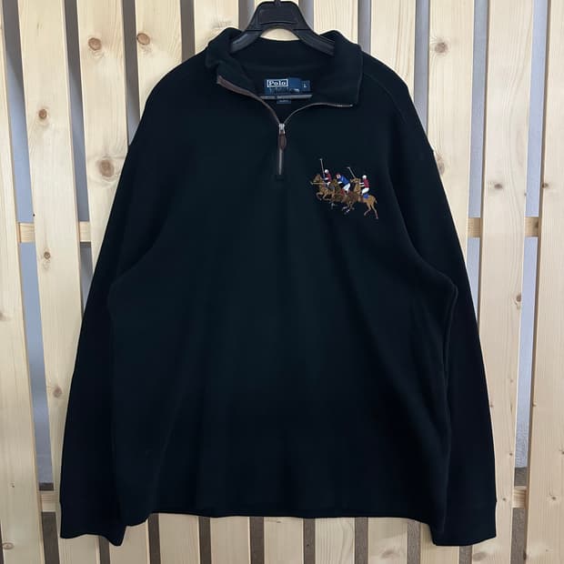 (L) 폴로 랄프로렌 포니 반집업 코튼 니트