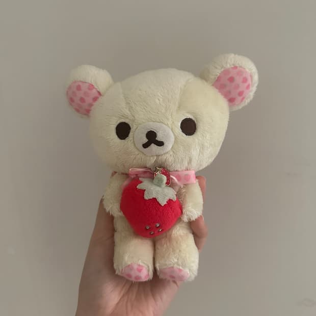 산엑스 딸기 들고 있는 코리락쿠마 딸기 파티 이치고