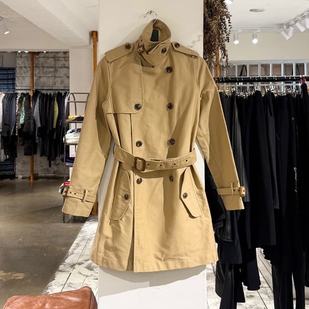 랄프로렌 베이지 더블 브레스트 쇼츠 트렌치 코트