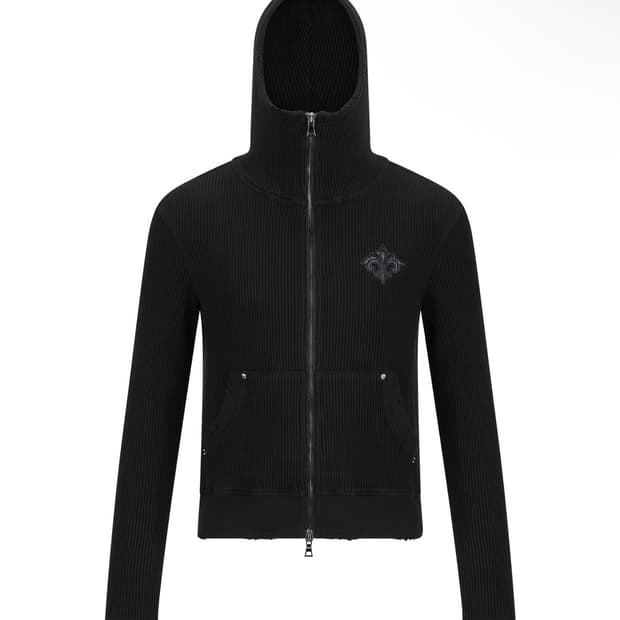 MAJESTY WAFFLE HOODIE ZIP-UP_[BLACK]