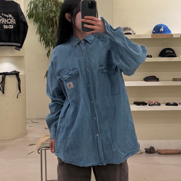 칼하트 데님 투포켓 셔츠 U491