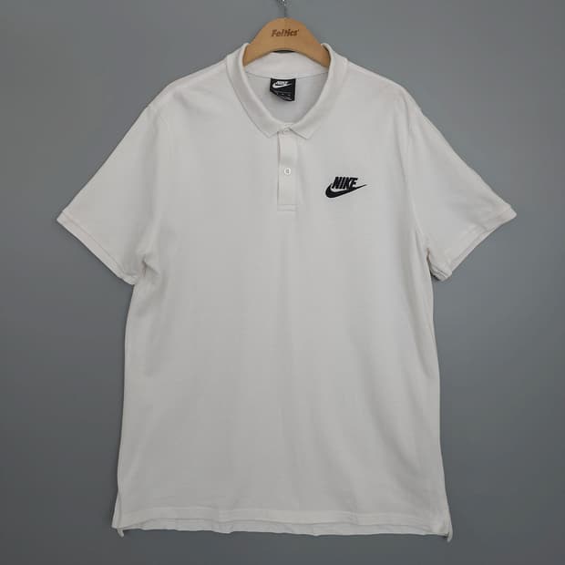 나이키 NIKE 스우시 자수 폴로 반팔 카라티 화이트 XL