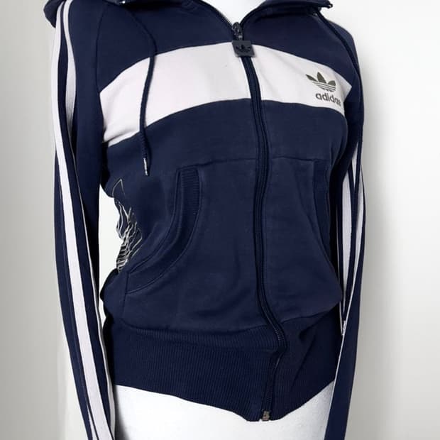 아디다스 네이비 y2k 후드집업
