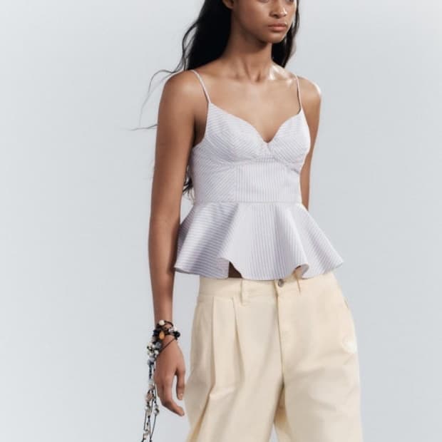 ZARA 자라 스트라이프 포플린 탑