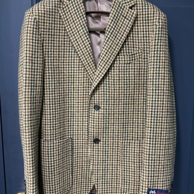 반츠 BTS 건 클럽 체크 트위드 울 투버튼 싱글 자켓 - 브라운