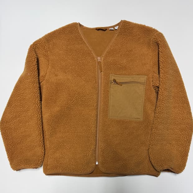 유니클로 U 플리스 집업 자켓 브라운 M