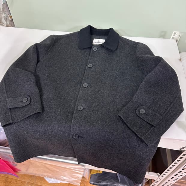 100 런던포그 차콜 카라배색 하프 발마칸코트