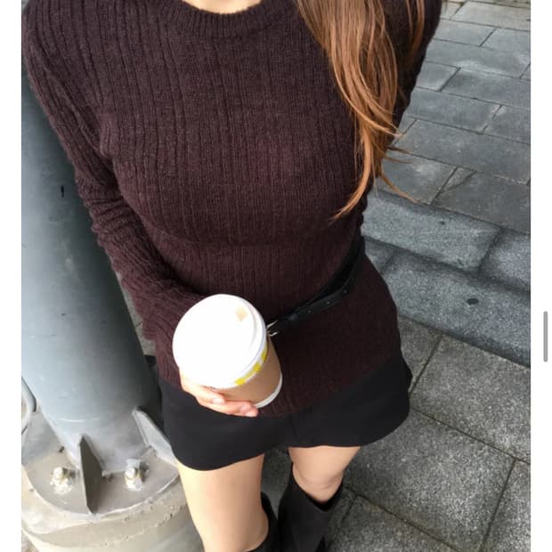 앤티즈 튜프티 아워캐비넷 브라운 니트 모헤어 골지