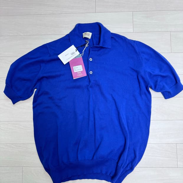 윌리엄로키 반팔 니트 블루 (택달린 새상품)