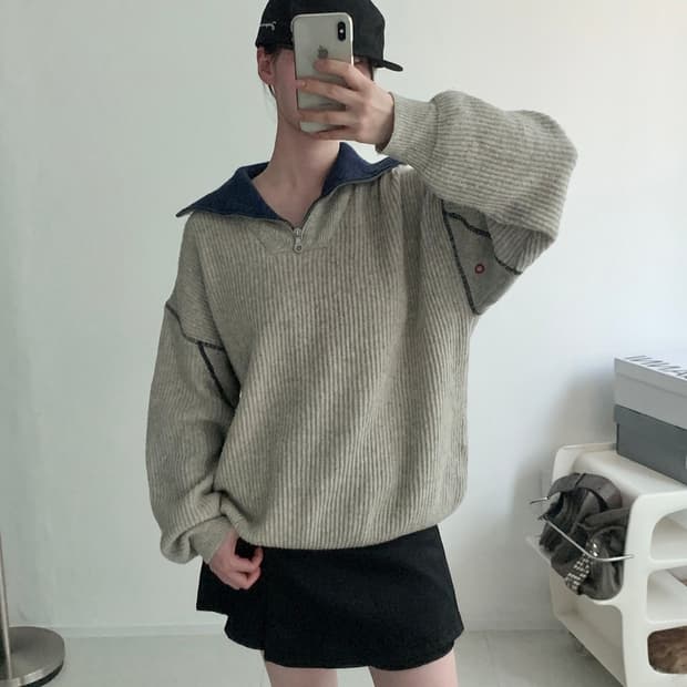 Collar Half-Zip Knit