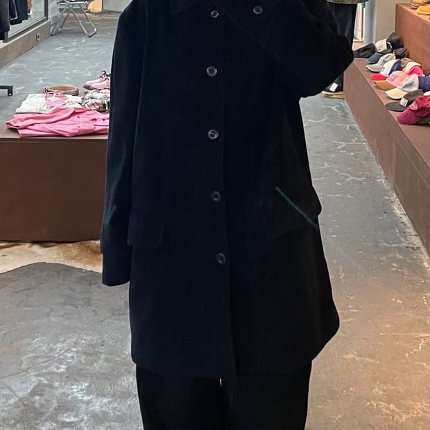 Oleg Cassini 래글런 블랙 코트 H1915