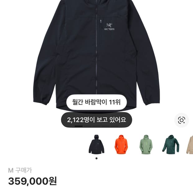 아크테릭스 스쿼미시 후디 블랙 사파이어