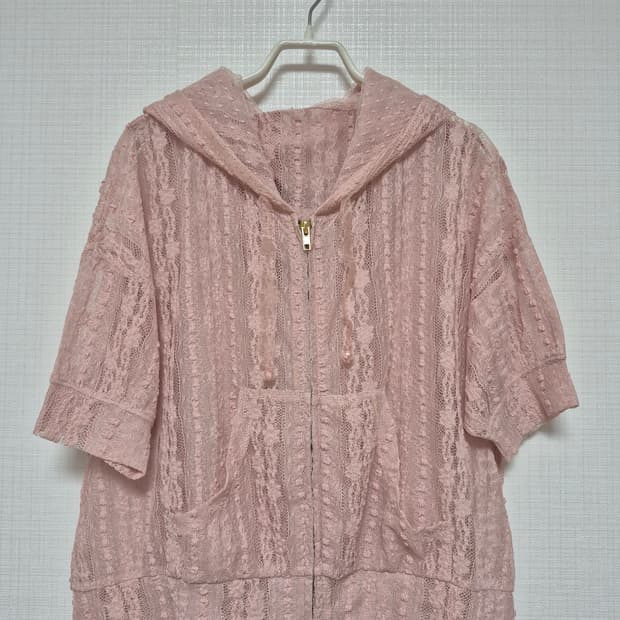 리즈리사 히메카지 레이스후드파카 핑크