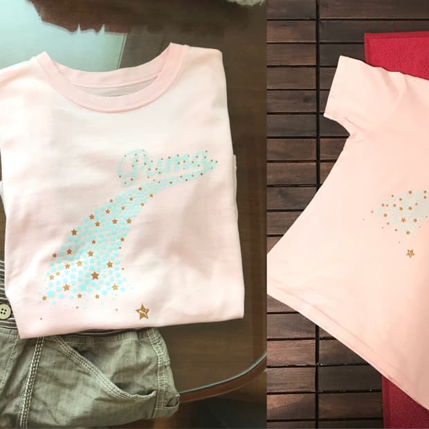 vintage Puma y2k star baby pink T