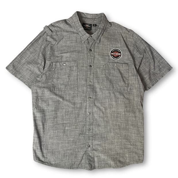 할리데이비슨 그레이 모터클로스 투포켓 반팔 셔츠 3XL